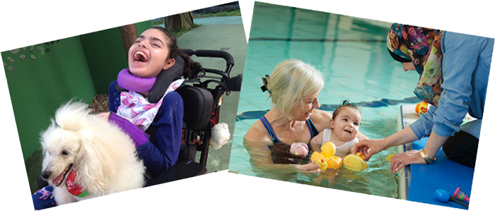 Collage - Vanessa and Physio with infant in pool